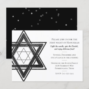 Moderne Hanukkah Schwarz-weißer Star von David Par Feiertagskarte