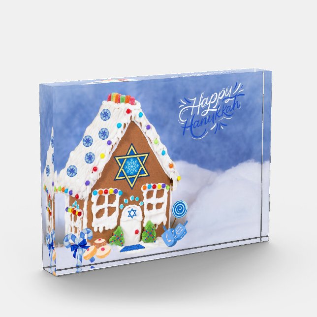 Moderne Hanukkah Star des David Gingerbread House Fotoblock (Links)