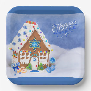 Moderne Hanukkah Star des David Gingerbread House Pappteller