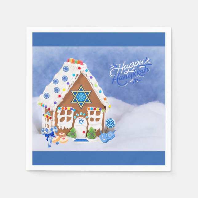 Moderne Hanukkah Star des David Gingerbread House Serviette (Vorderseite)
