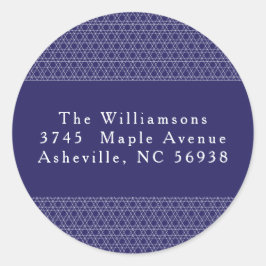 Moderne Hanukkah Star Lines Blue Rücksendeadresse Runder Aufkleber