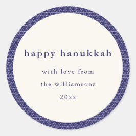 Moderne Hanukkah Star Lines Elegantes Blue Custom Runder Aufkleber