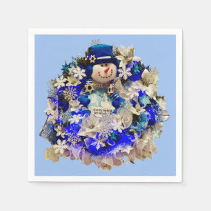 Moderne Hanukkah Star von David Snowman Wreath Serviette