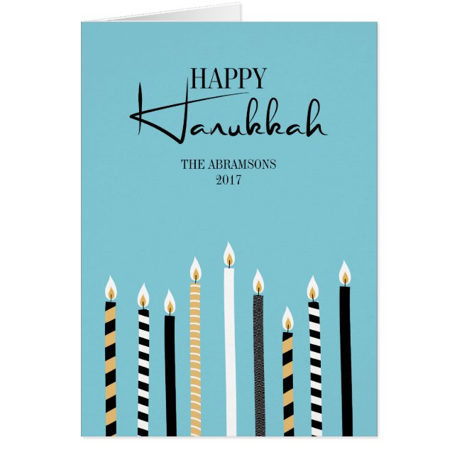 Moderne Happy Hanukkah Candle Holiday Grußkarte (Vorne)
