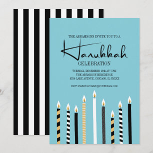 Moderne Happy Hanukkah Candles Holiday Party Card Einladung