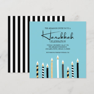 Moderne Happy Hanukkah Candles Holiday Party Card Einladung