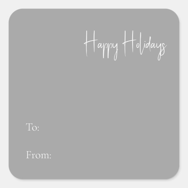 Moderne Happy Holiday Silver à Carré Sticker (Devant)