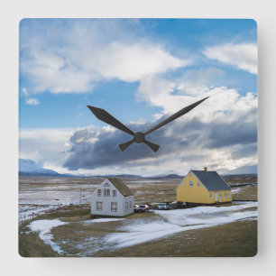 Moderne Häuser Quadratische Wanduhr