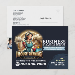 Moderne Hausreinigung Haushälterin Service Hausrei Postkarte