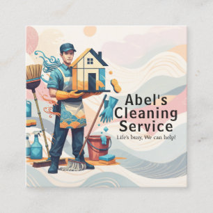 Moderne Hausreinigung Haushälterin Service Hausrei Quadratische Visitenkarte