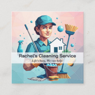 Moderne Hausreinigung Haushälterin Service Hausrei Quadratische Visitenkarte