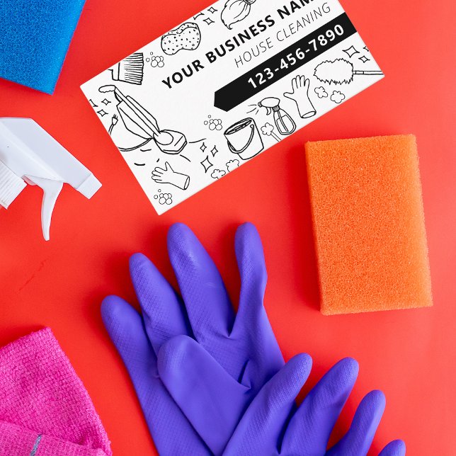 Moderne Hausreinigung Janitorial Housekeeping Visitenkarte (Modern House Cleaning Housekeeping Janitorial Business Card)