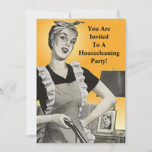Moderne Hausreinigungsfeier mit Retro-Spaß-Einladu Einladung