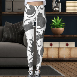 Moderne Haustierliebhaber Weiß und Grau Kätzchen K Leggings
