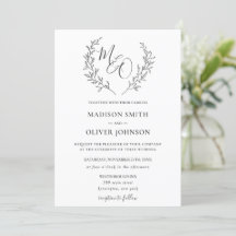 Moderne Haute Monogram Laurel Branch Wedding