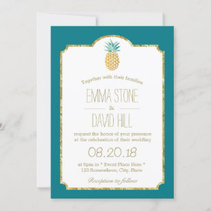 Moderne Hawaiianische Ananas-Gerahmte Hochzeit Einladung