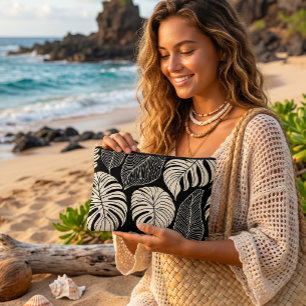 Moderne hawaiianische Druckblätter Muster Zubehörtasche