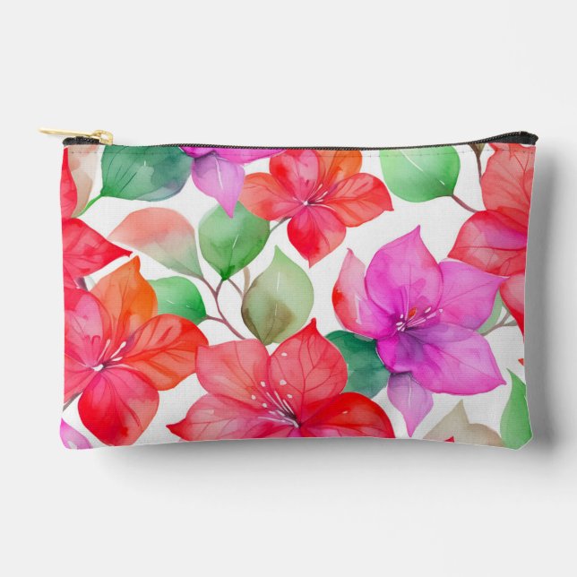 Moderne hawaiianische Druckbougainvillea Muster Zubehörtasche (Vorderseite)