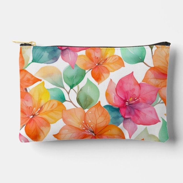 Moderne hawaiianische Druckbougainvillea Muster Zubehörtasche (Vorderseite)
