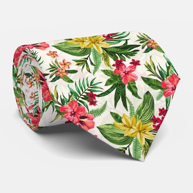 Moderne hawaiianische farbige Blume Krawatte (Gerollt)