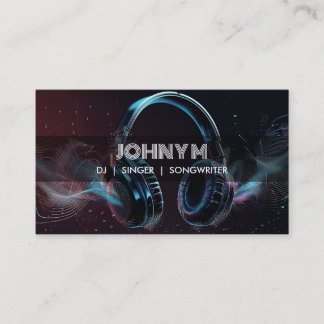 Moderne Headphones DJ Music Waves Visitenkarte