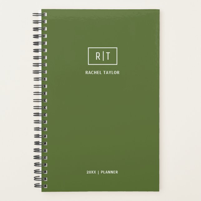 Moderne hebdomadaire mensuel Olive vert foncé Mono (Devant)