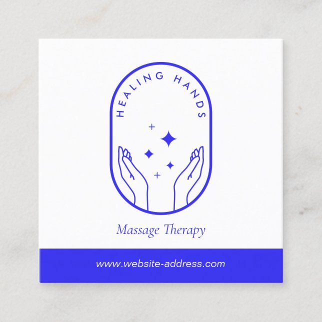 Moderne Heilhandmassage, Wellness Blue Logo Quadratische Visitenkarte (Vorderseite)