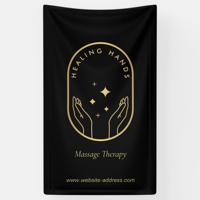 Moderne Heilhandmassage, Wellness Gold Logo Banner (Vertikal)