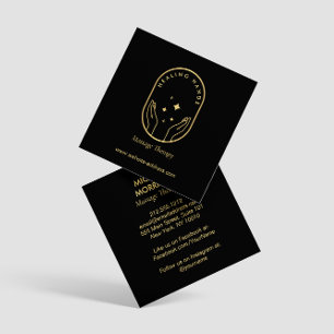 Moderne Heilhandmassage, Wellness Gold Logo Quadratische Visitenkarte