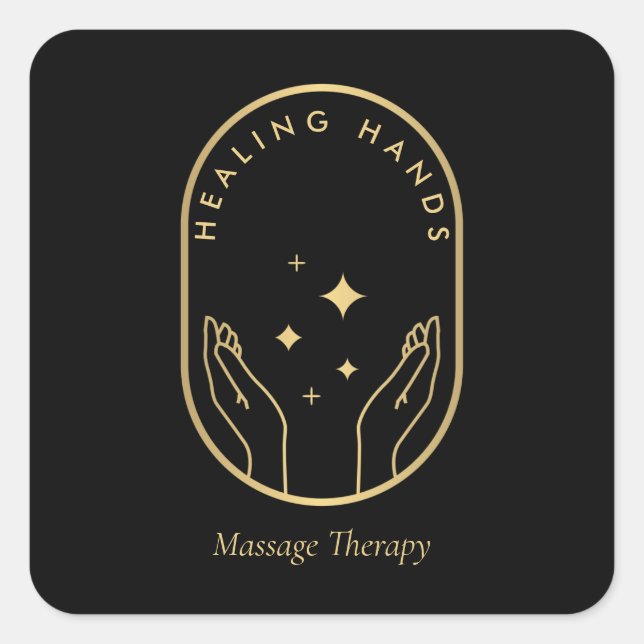 Moderne Heilhandmassage, Wellness Gold Logo Quadratischer Aufkleber (Vorderseite)