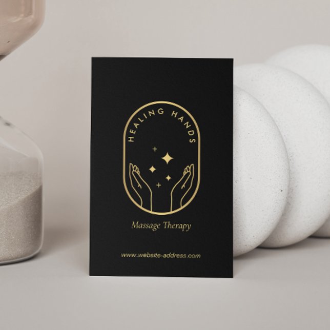 Moderne Heilhandmassage, Wellness Gold Logo Visitenkarte (Von Creator hochgeladen)