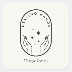 Moderne Heilhandmassage, Wellness-Logo Elfenbein Quadratischer Aufkleber