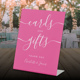 Moderne, heiß rosa Signature Script Cards und Gesc Sockelschild