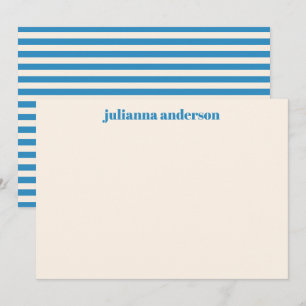 Moderne helle blaue fett gestreifte personalisiert mitteilungskarte