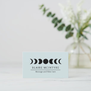 Moderne helle blaue Mondphasen Elegant Visitenkarte