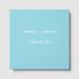 Moderne helle Blauen und Weiße Hochzeit Gästebuch