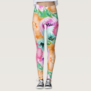 Moderne, helle Frühlingsflora Leggings