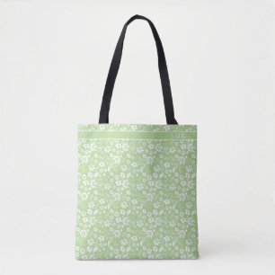 Moderne helle Limettengrüne tropische Blumen Monog Tasche