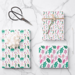 Moderne helle mehrfarbige wunderliche Weihnachten Geschenkpapier Set