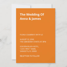Moderne, helle Orange Hochzeitseinladung