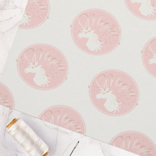 Moderne helle Rose Rosa Weißes magisches Einhorn Stoff