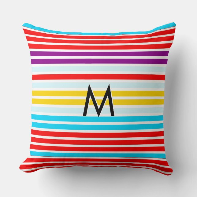 Moderne, helle Sommerreifen Gemustert Multicolor Kissen (Vorderseite)