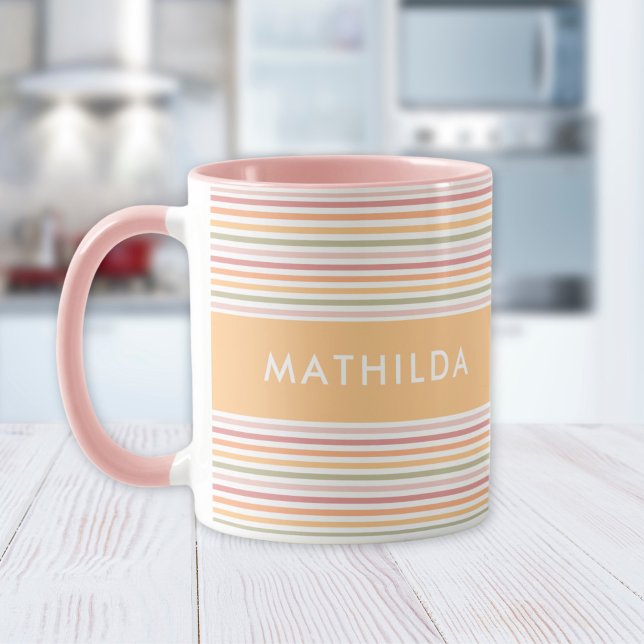 Moderne, helle Streifen Tasse (mug with stripes and name)