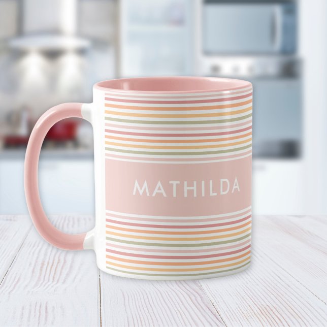 Moderne, helle Streifen Tasse (mug with stripes and name)