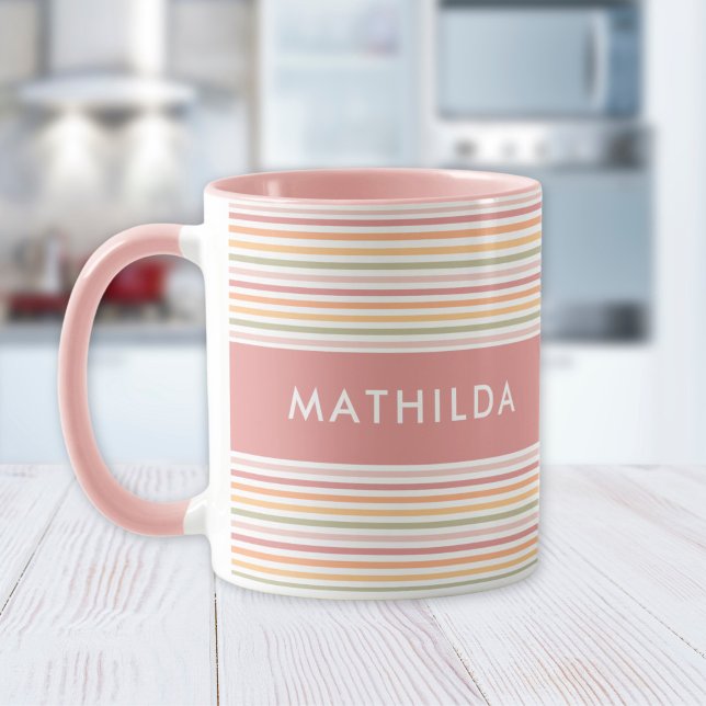 Moderne, helle Streifen Tasse (mug with stripes and name)
