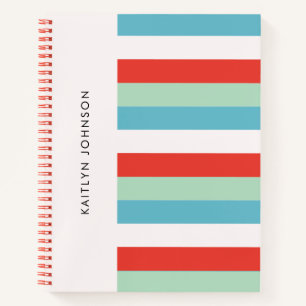 Moderne, helle Streifen und Name Notizbuch