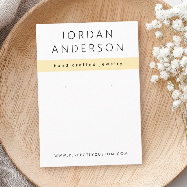 Moderne hellgelbe und weiße Ohrring-Grafikkarte Visitenkarte (Modern light yellow and white earring display card)