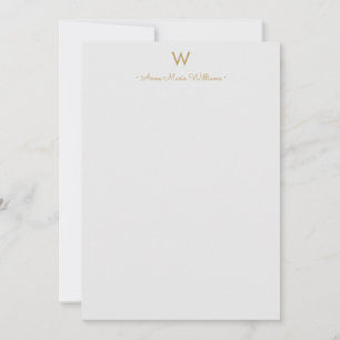 Moderne hellgraue goldene Schriftmonogramm Mitteilungskarte