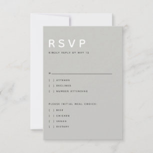 Moderne hellgraue redaktionelle Kapitälchen-RSVP-K RSVP Karte