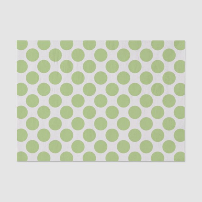 Moderne hellgrüne und weiße große Polka-Punkte Seidenpapier (Vorderseite)